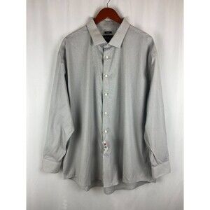 NWT Awearness Kenneth Cole Shirt Men's 19 34/35 Gray Slim Fit Stretch Non-Iron